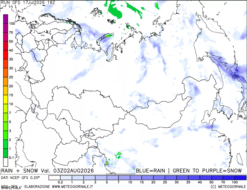 mappa Precipitazioni totali e nevose