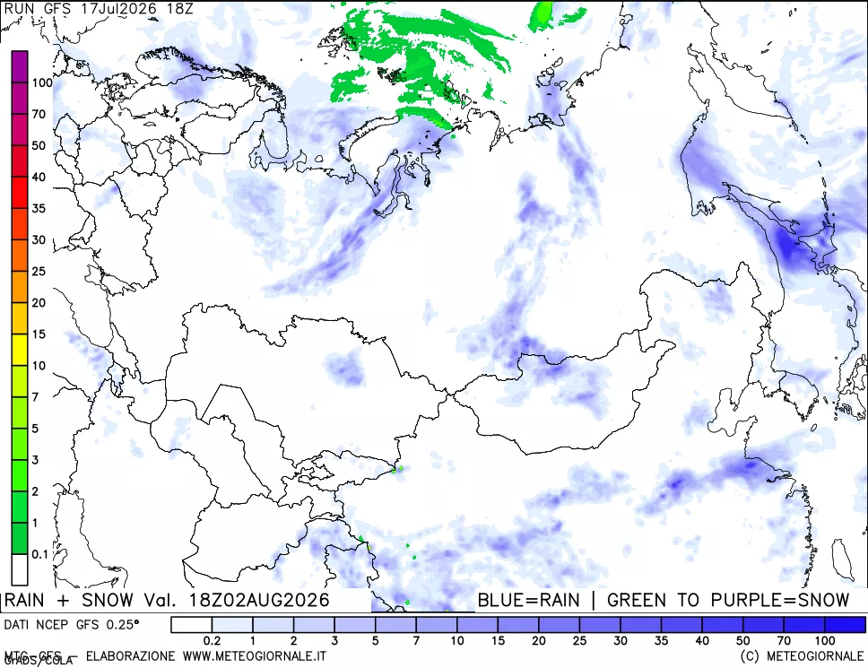 mappa Precipitazioni totali e nevose