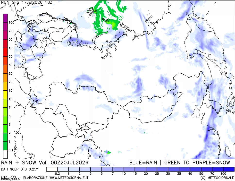 mappa Precipitazioni totali e nevose