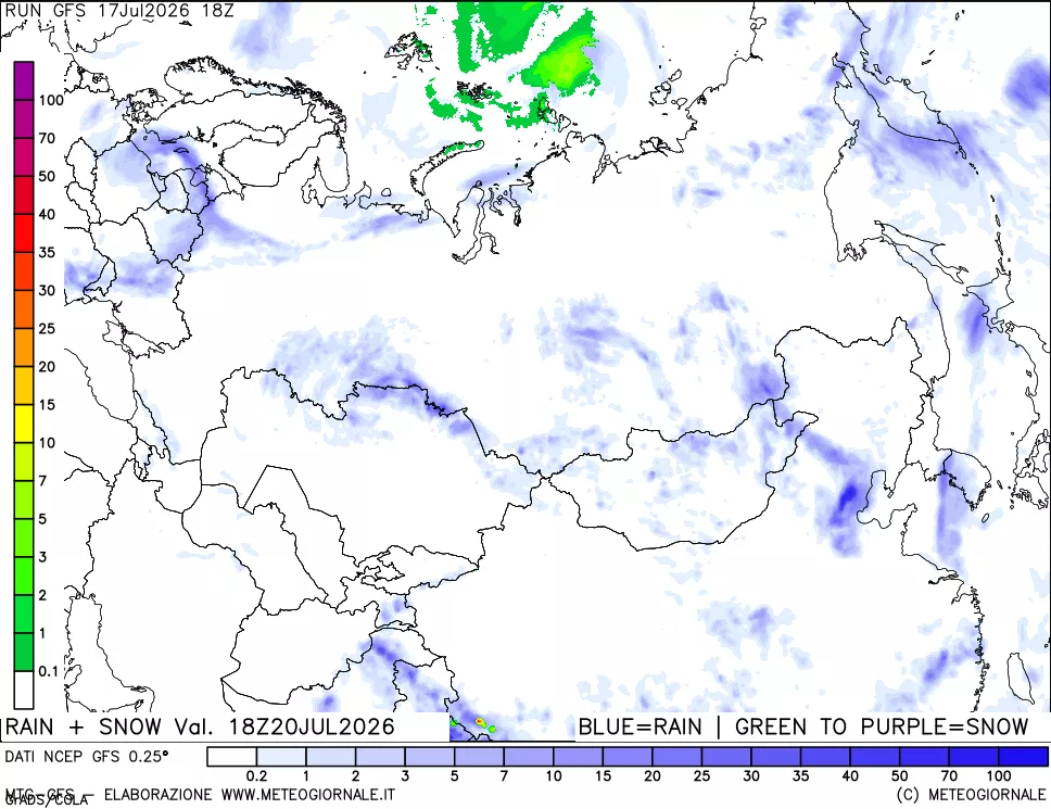mappa Precipitazioni totali e nevose