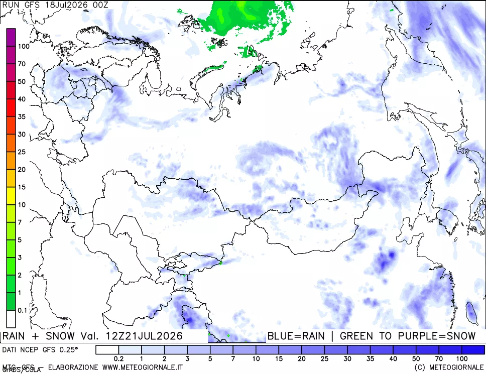 mappa Precipitazioni totali e nevose