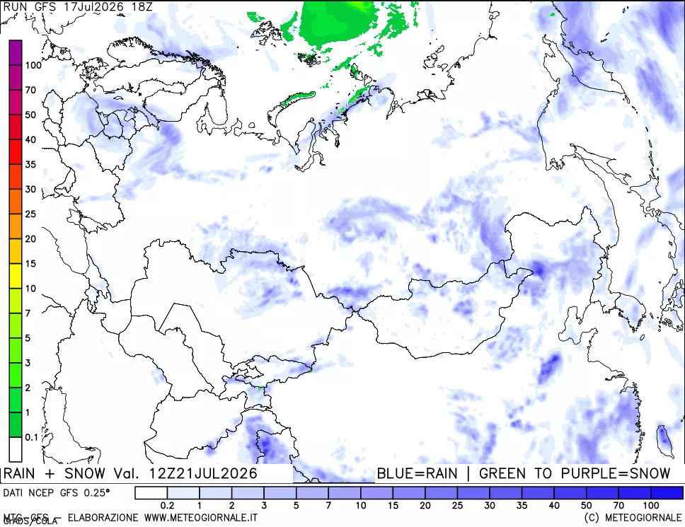 mappa Precipitazioni totali e nevose