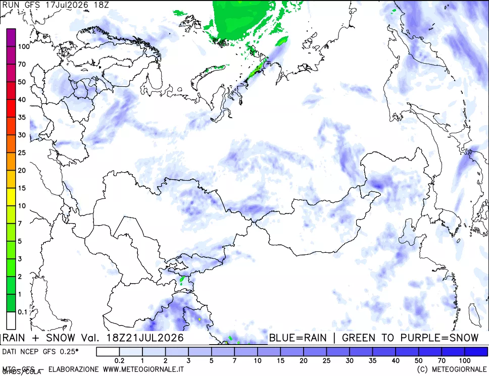mappa Precipitazioni totali e nevose