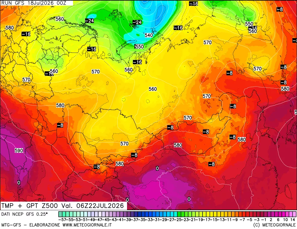 mappa 500 hPa Temp + GPT