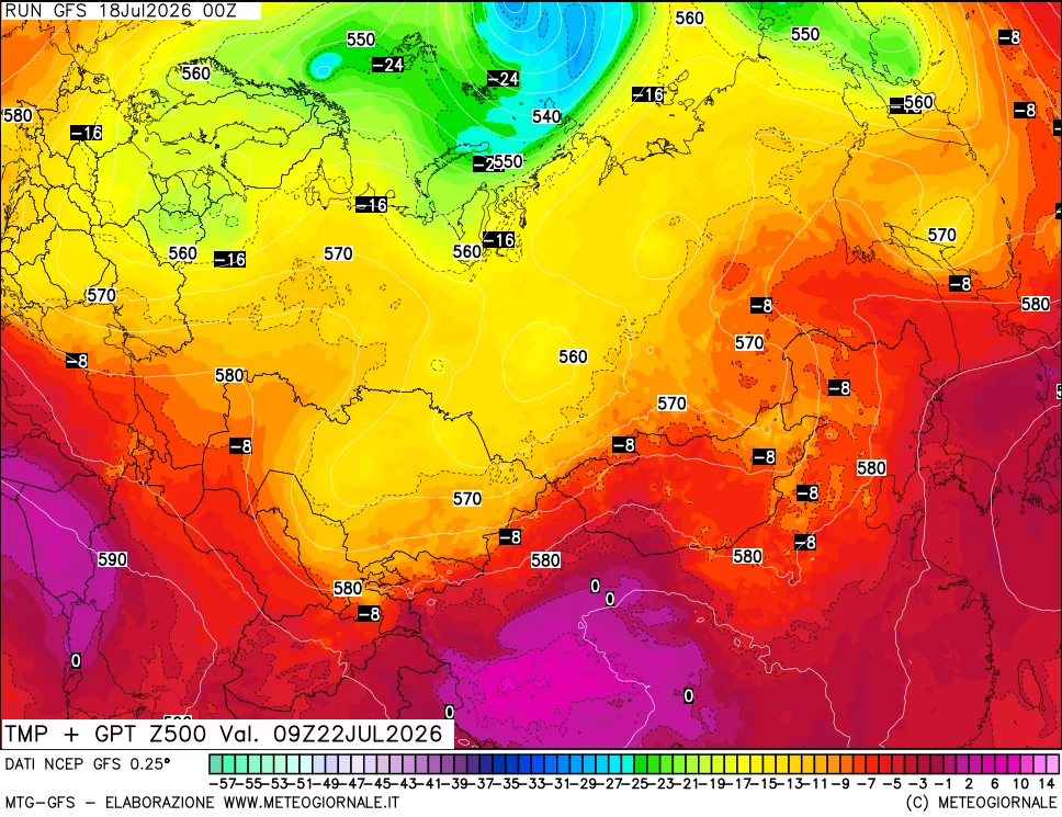 mappa 500 hPa Temp + GPT