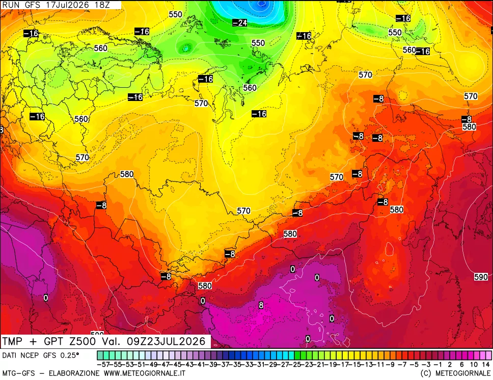 mappa 500 hPa Temp + GPT