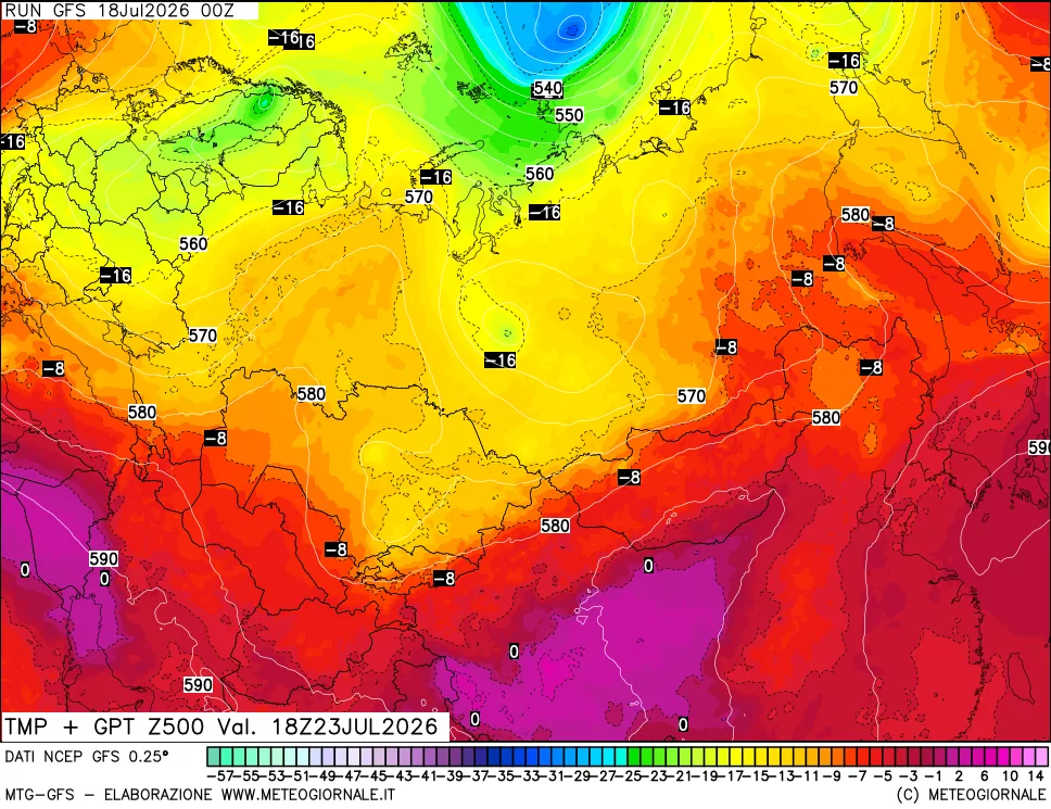 mappa 500 hPa Temp + GPT