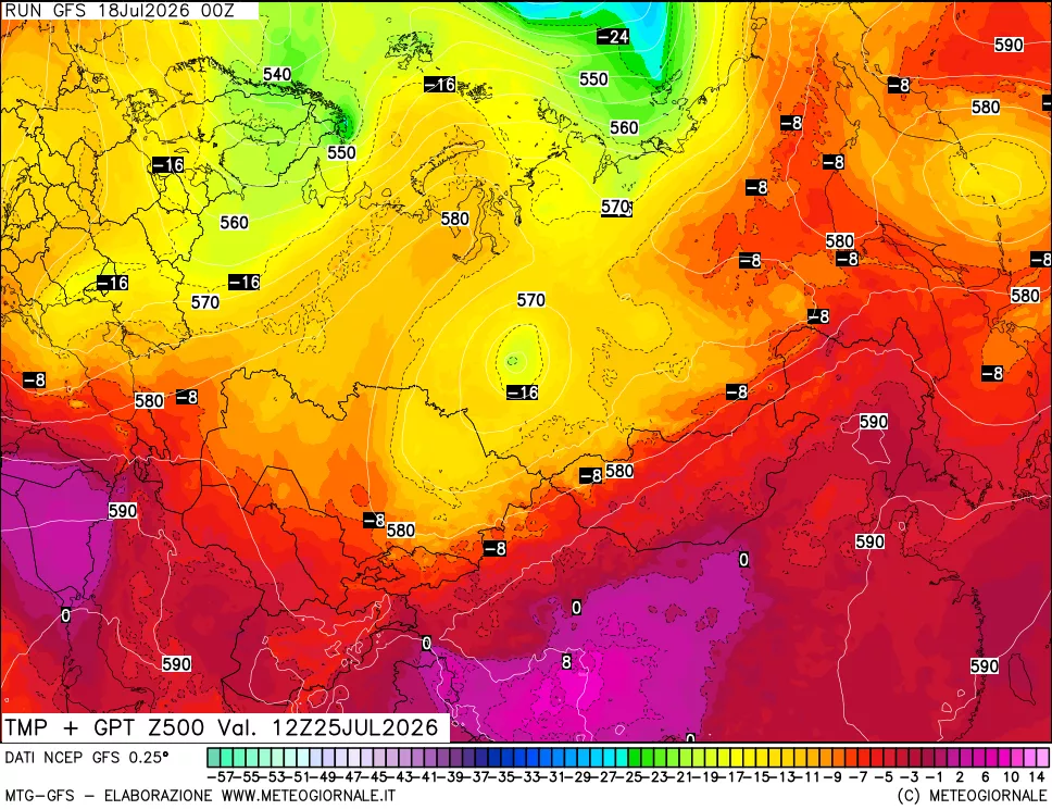 mappa 500 hPa Temp + GPT