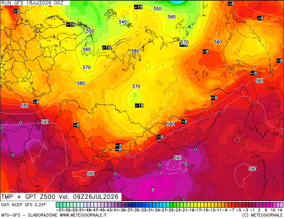 mappa 500 hPa Temp + GPT