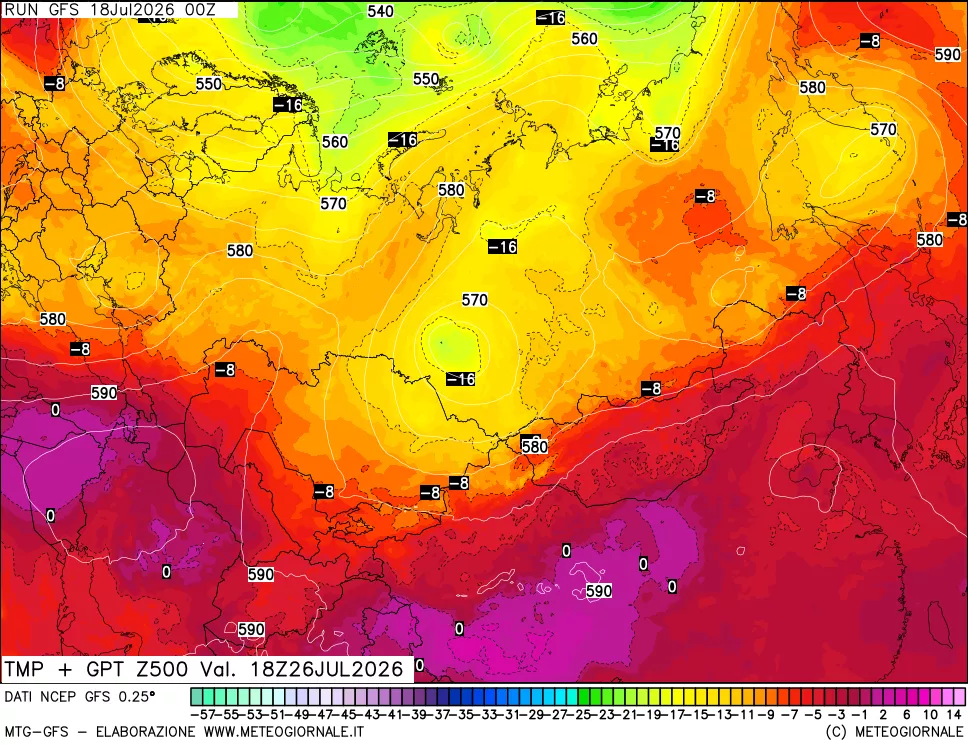 mappa 500 hPa Temp + GPT