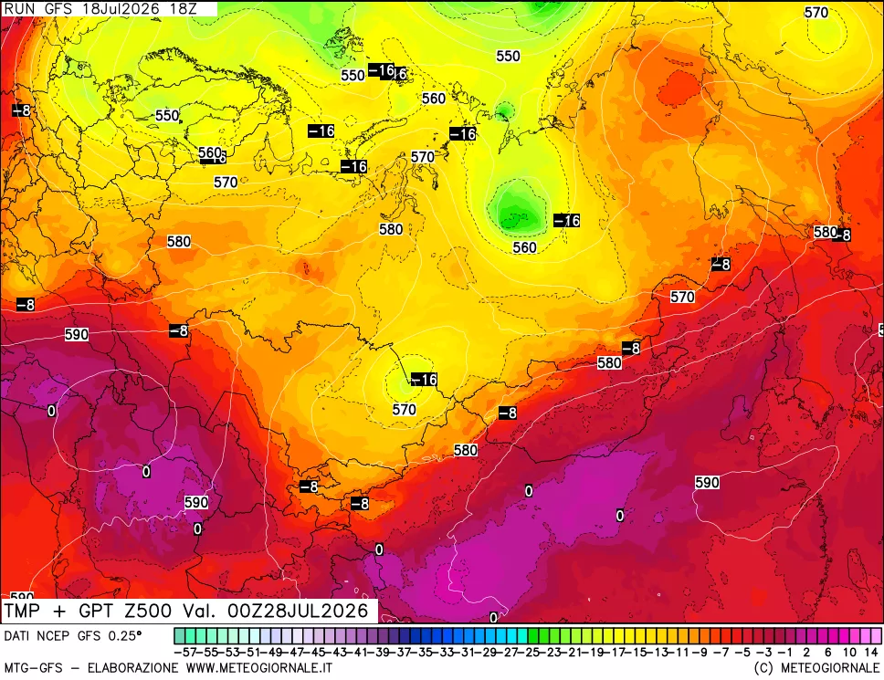 mappa 500 hPa Temp + GPT