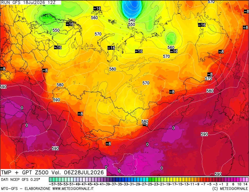 mappa 500 hPa Temp + GPT