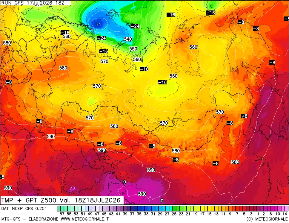mappa 500 hPa Temp + GPT