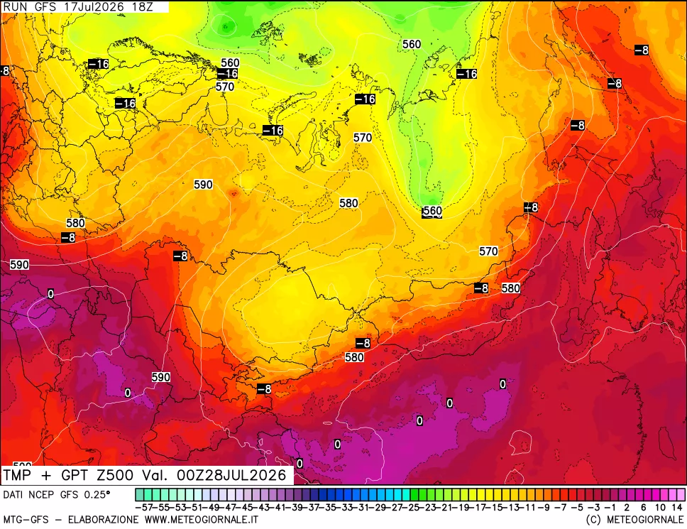 mappa 500 hPa Temp + GPT