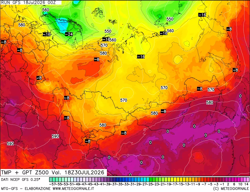 mappa 500 hPa Temp + GPT