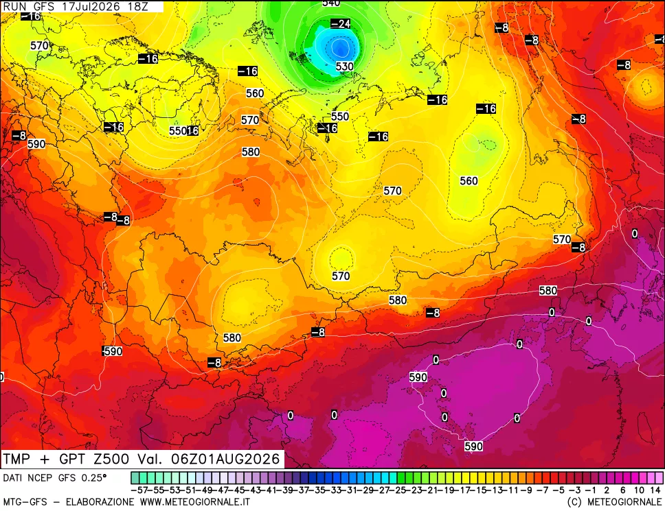 mappa 500 hPa Temp + GPT