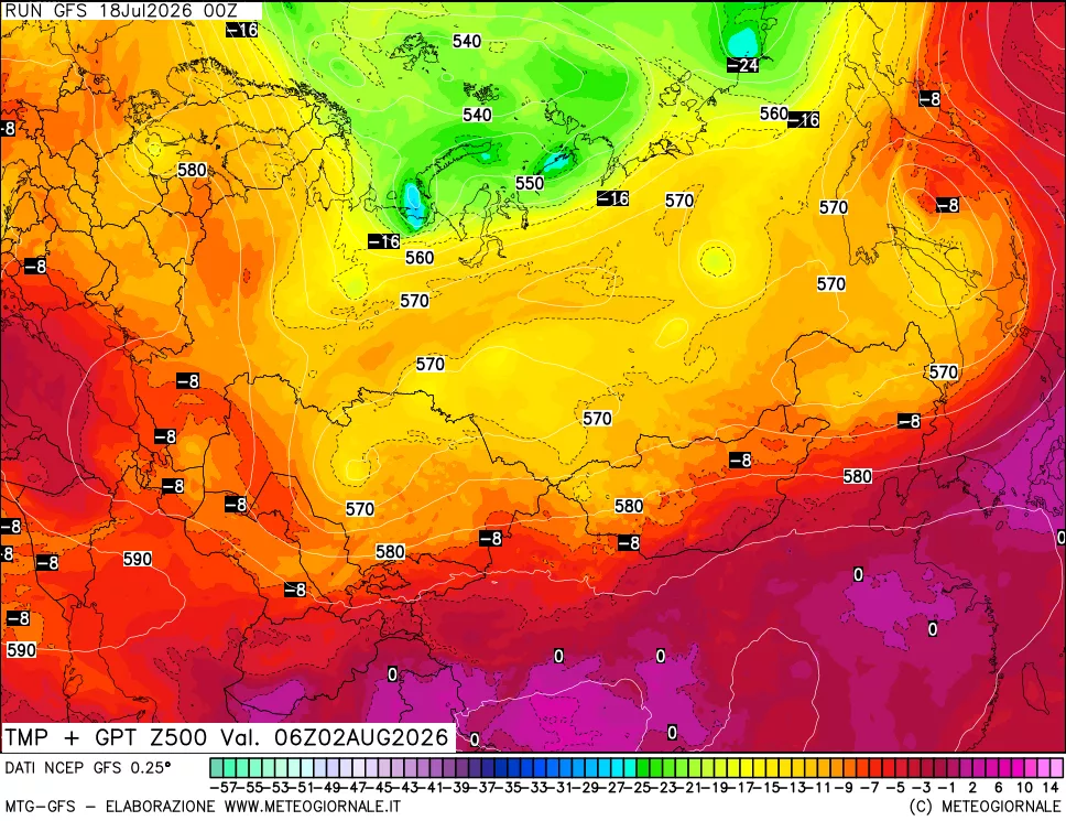 mappa 500 hPa Temp + GPT