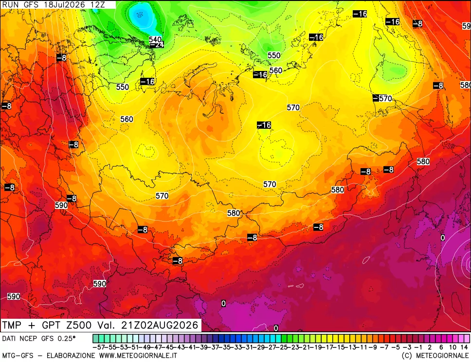 mappa 500 hPa Temp + GPT