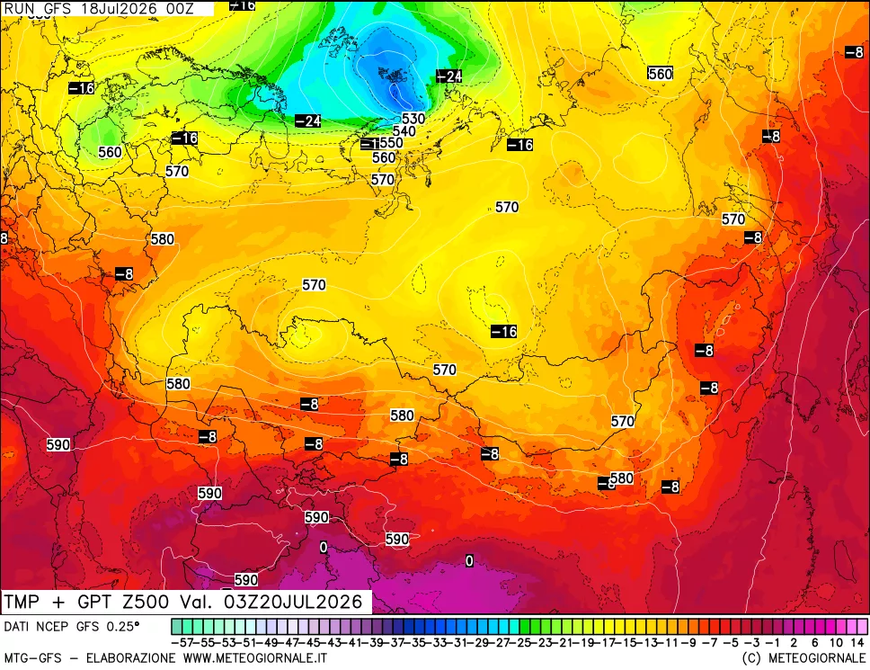 mappa 500 hPa Temp + GPT