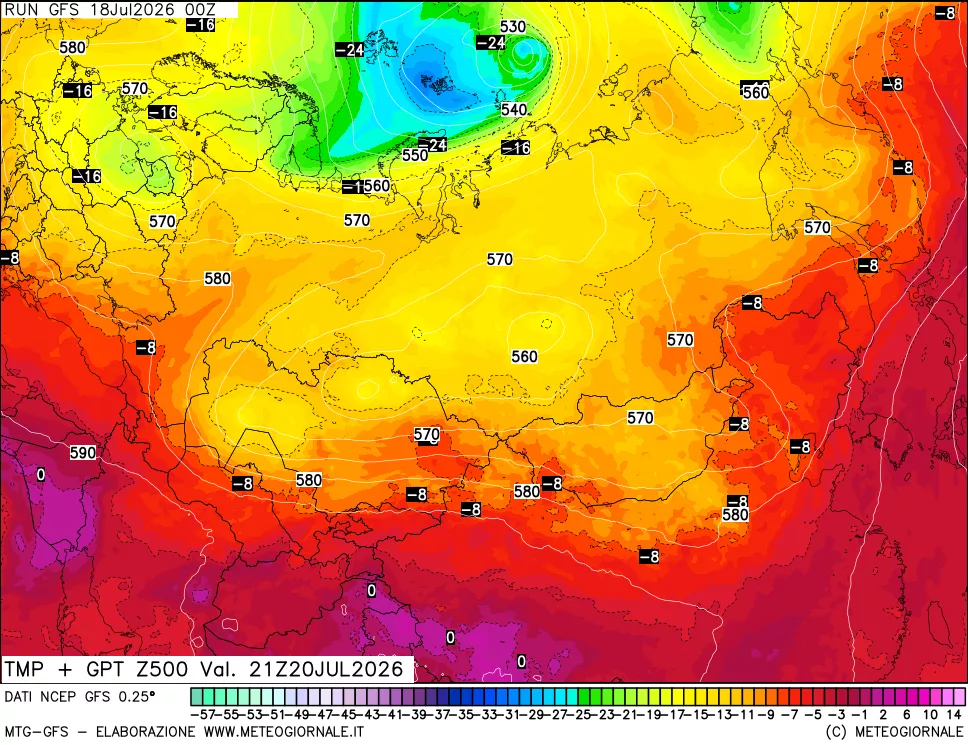 mappa 500 hPa Temp + GPT