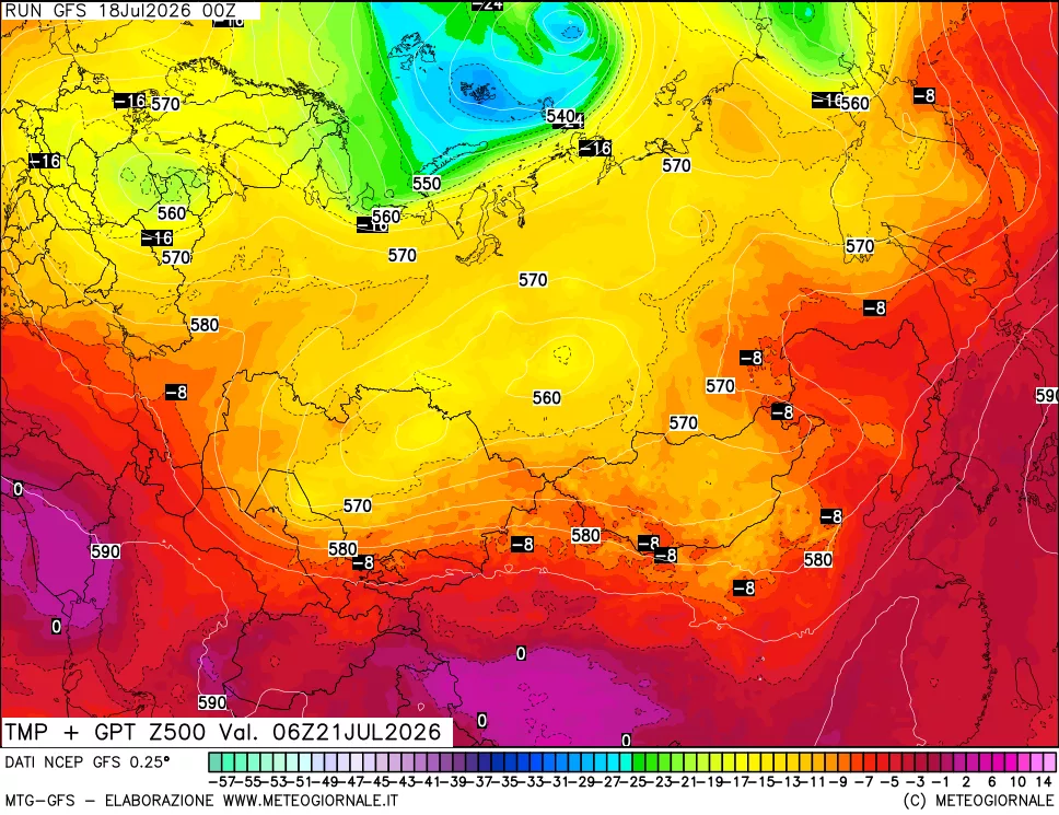 mappa 500 hPa Temp + GPT