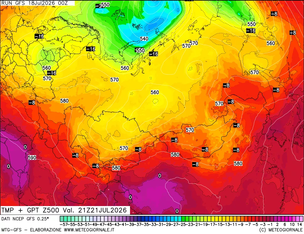 mappa 500 hPa Temp + GPT