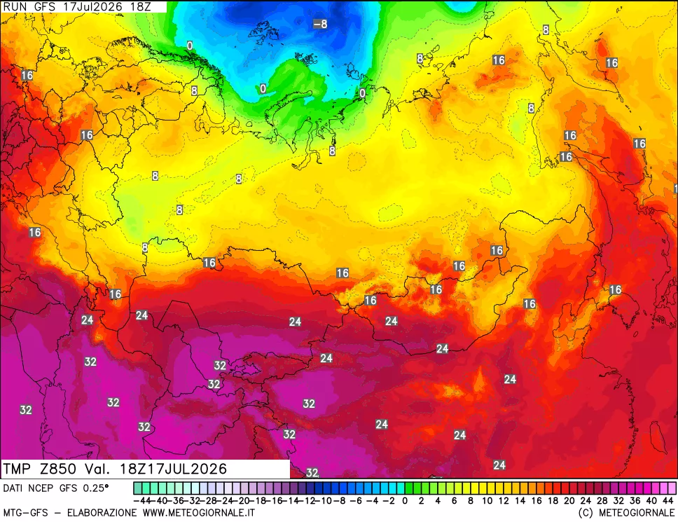 mappa 850 hPa Temp