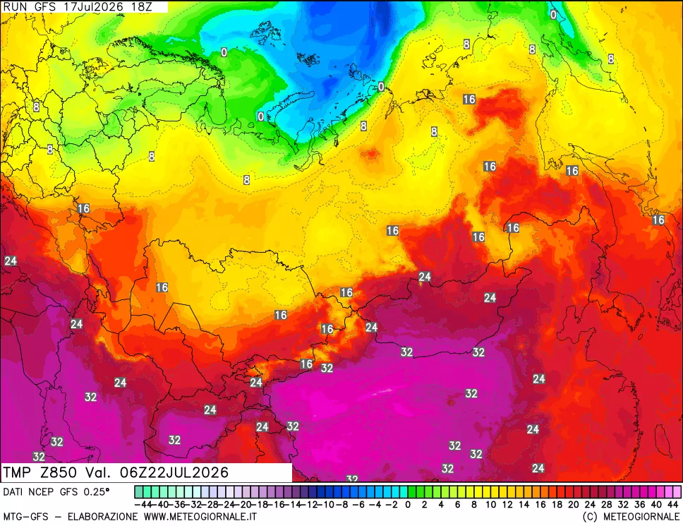 mappa 850 hPa Temp
