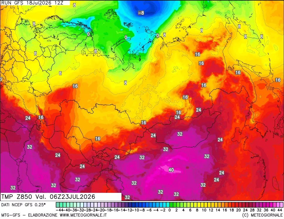 mappa 850 hPa Temp