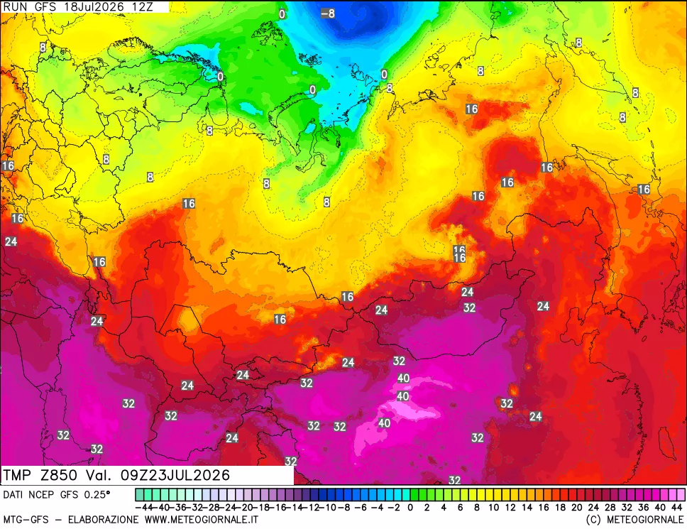 mappa 850 hPa Temp