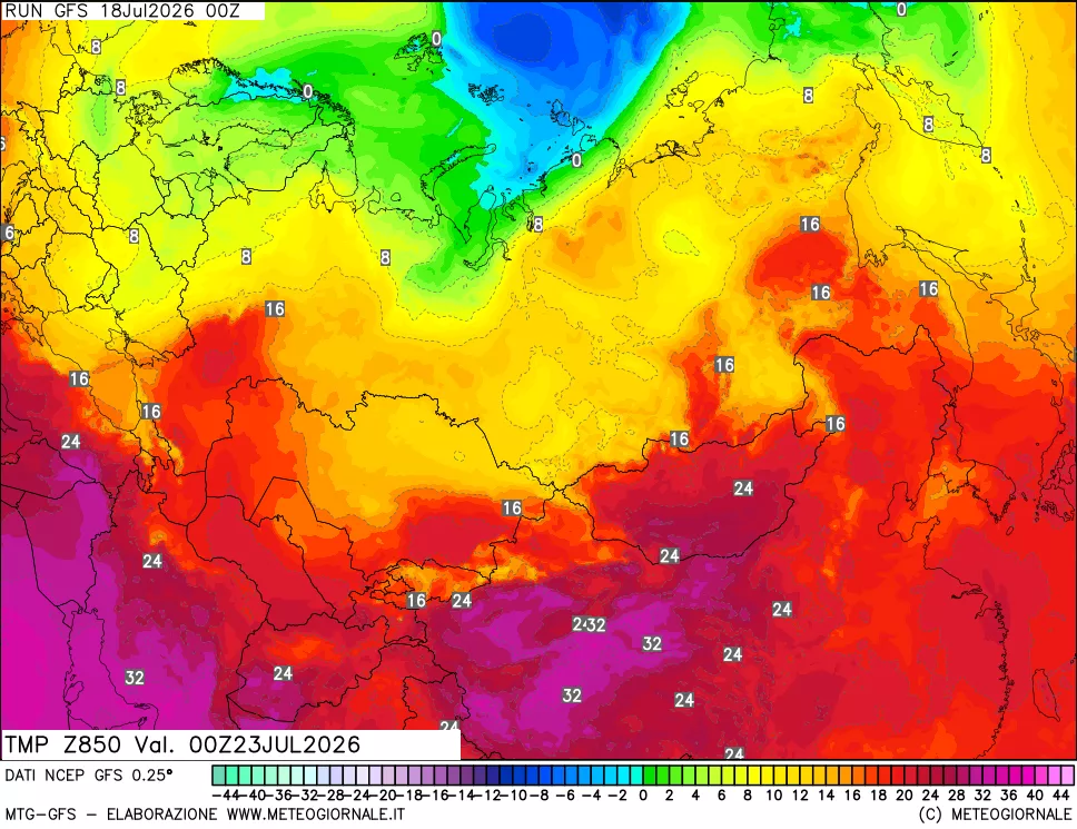 mappa 850 hPa Temp