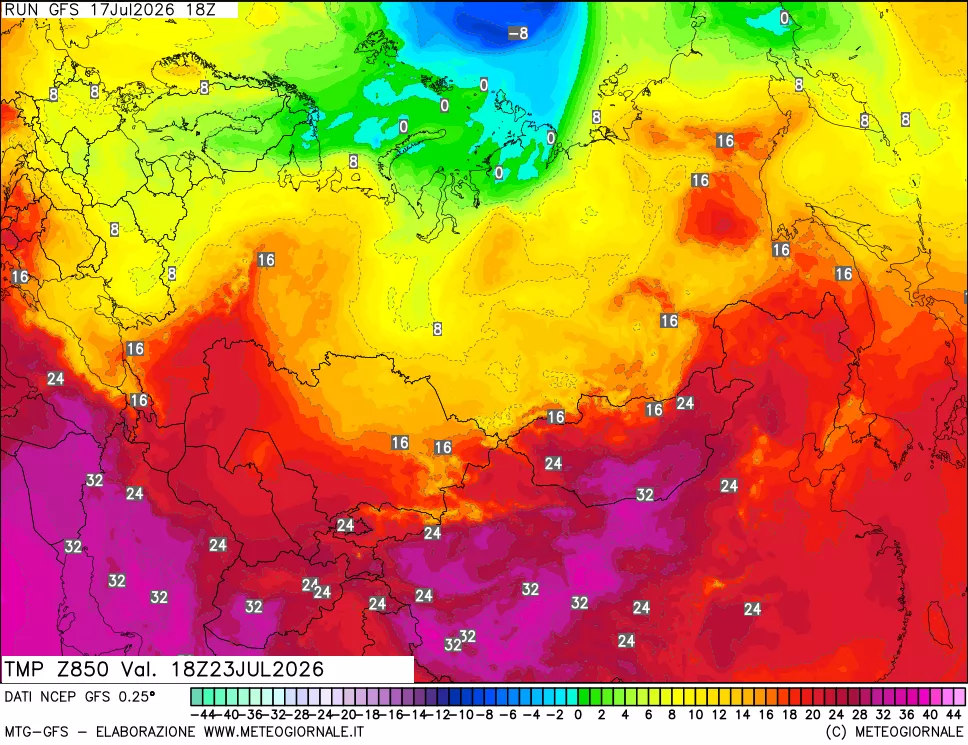 mappa 850 hPa Temp