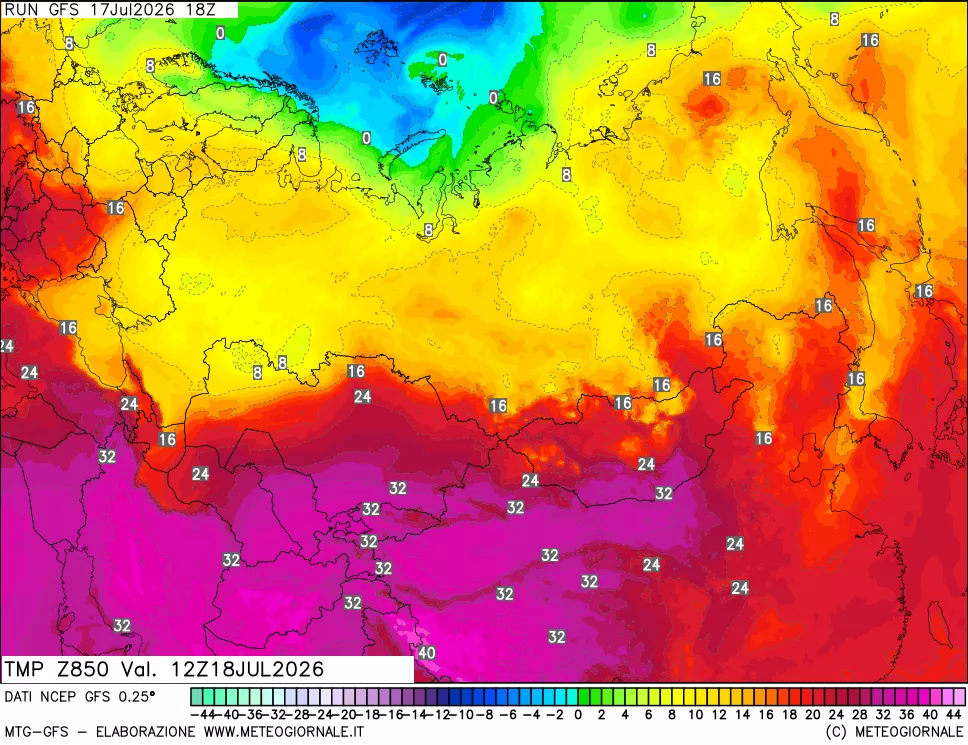 mappa 850 hPa Temp