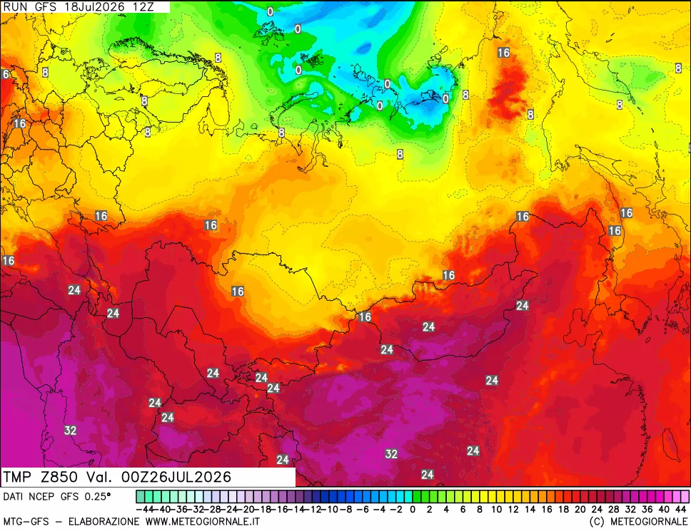 mappa 850 hPa Temp