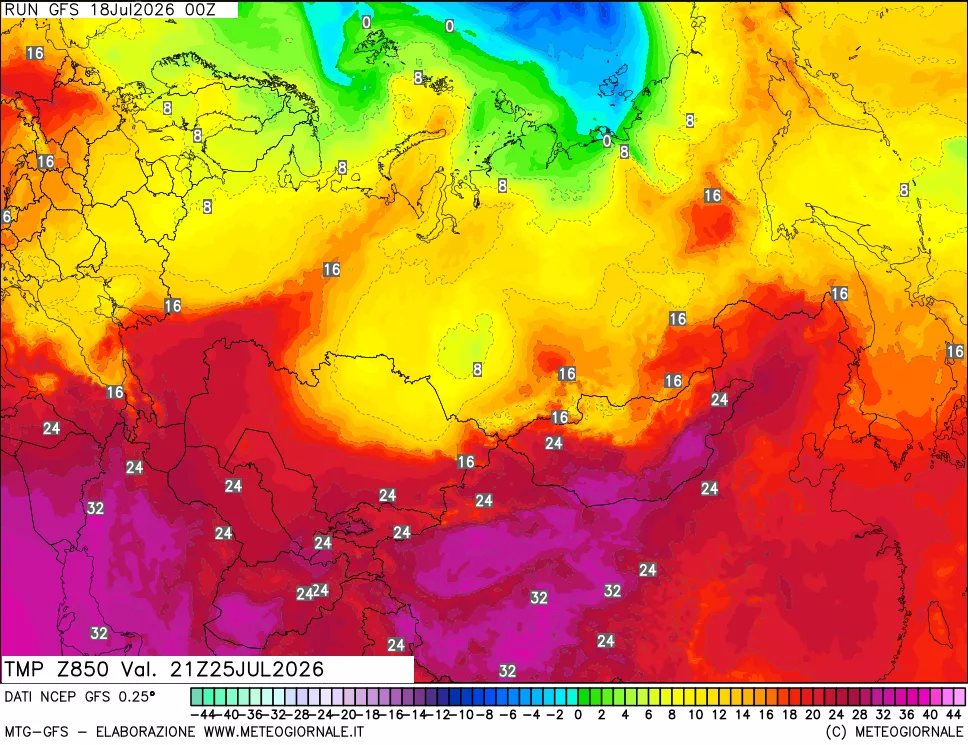 mappa 850 hPa Temp