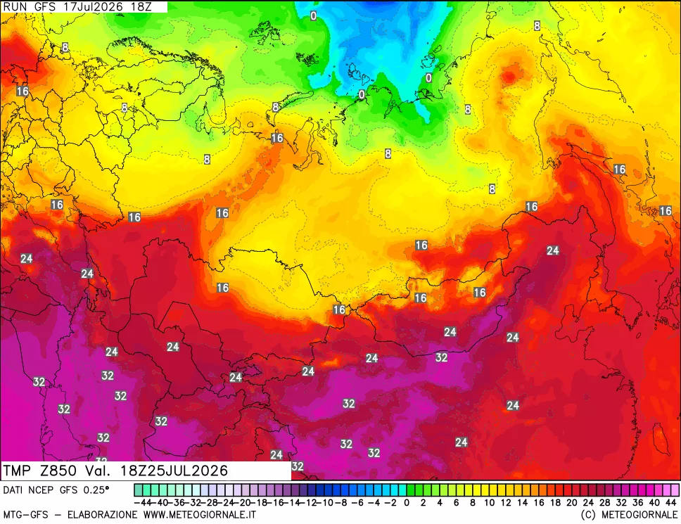 mappa 850 hPa Temp