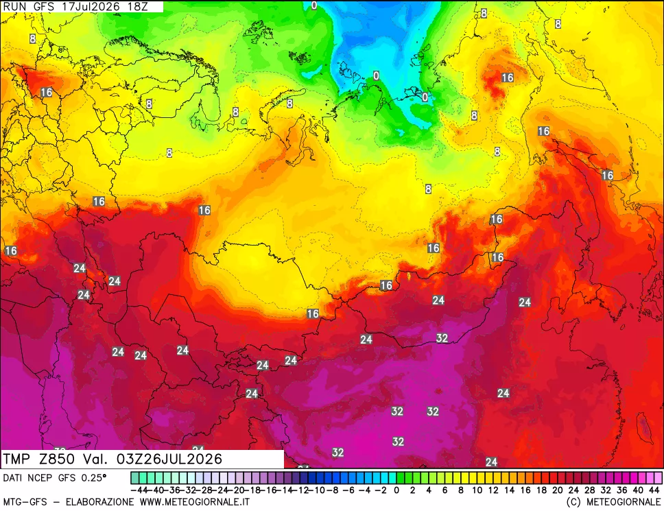 mappa 850 hPa Temp