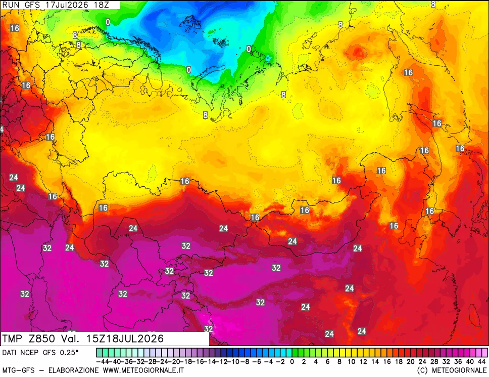 mappa 850 hPa Temp