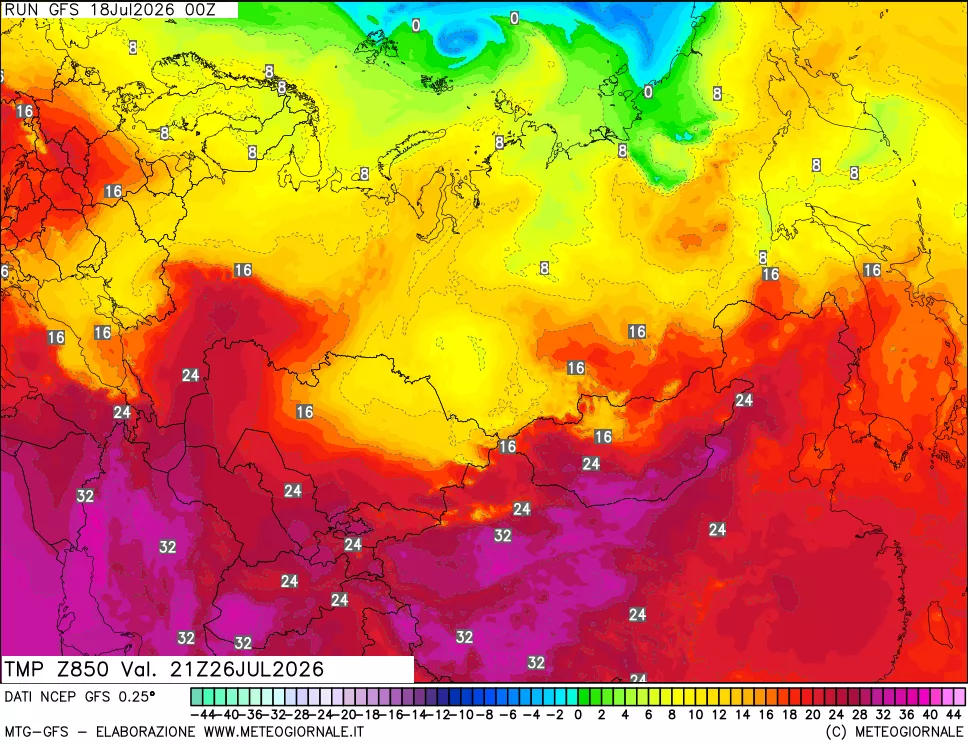 mappa 850 hPa Temp