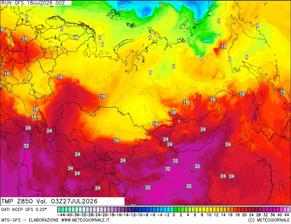 mappa 850 hPa Temp