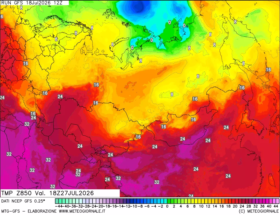 mappa 850 hPa Temp