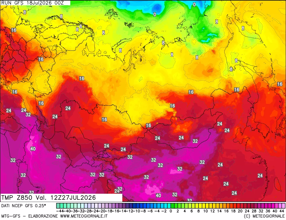 mappa 850 hPa Temp