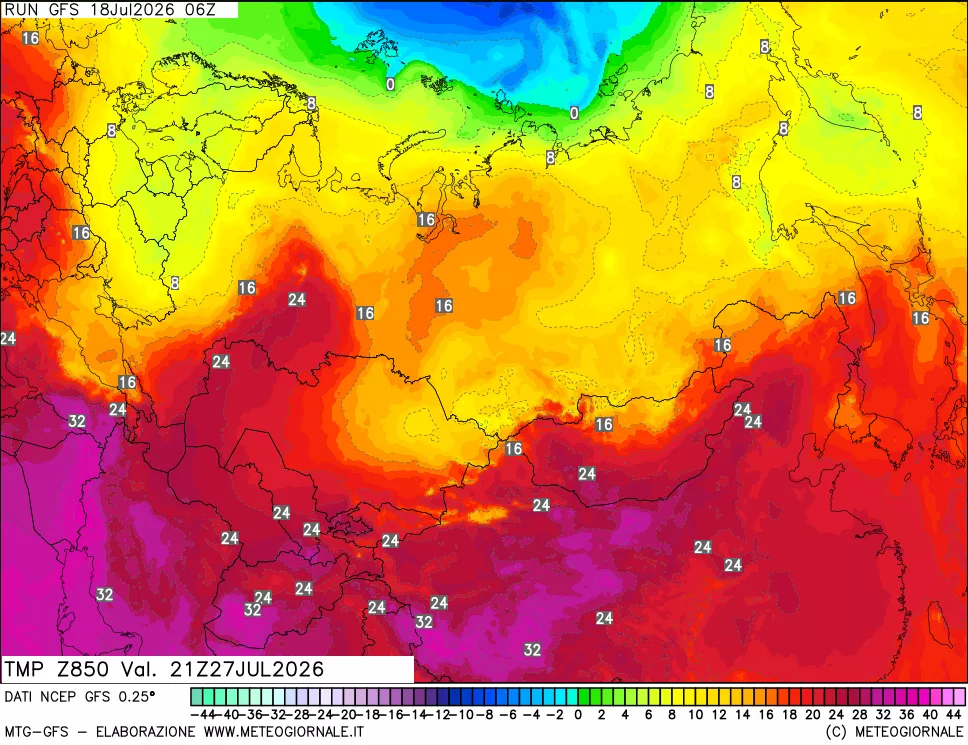 mappa 850 hPa Temp