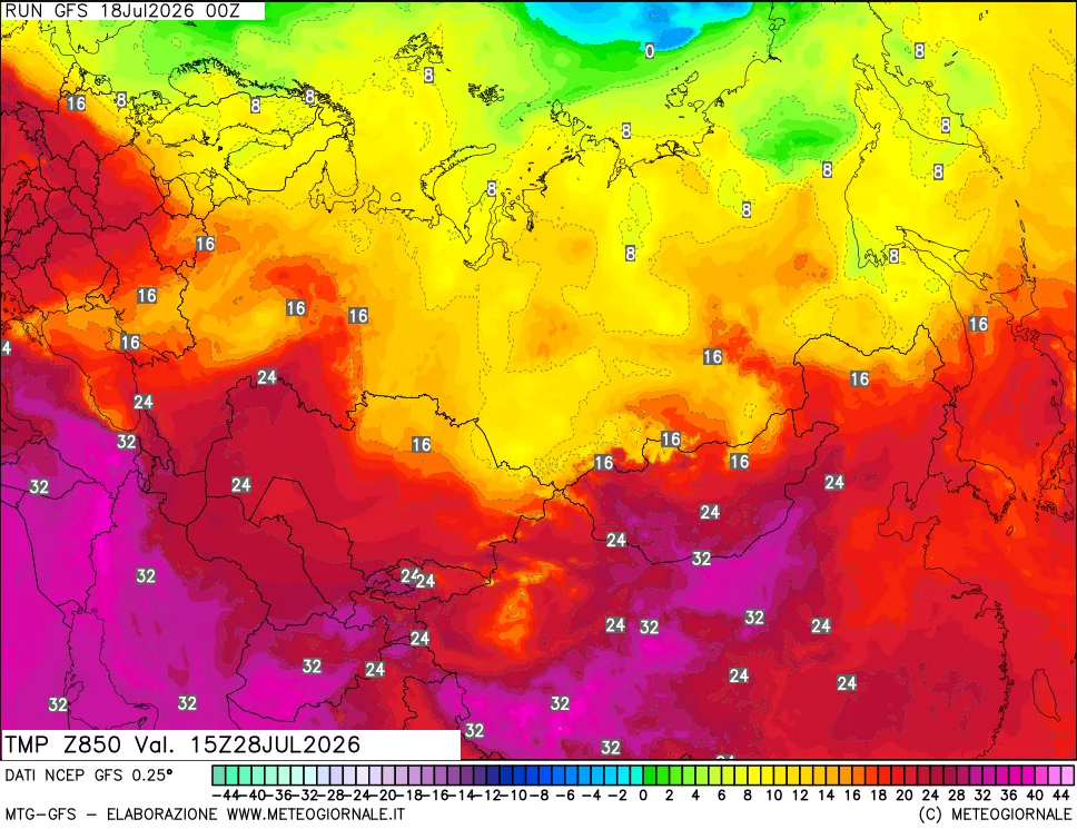 mappa 850 hPa Temp