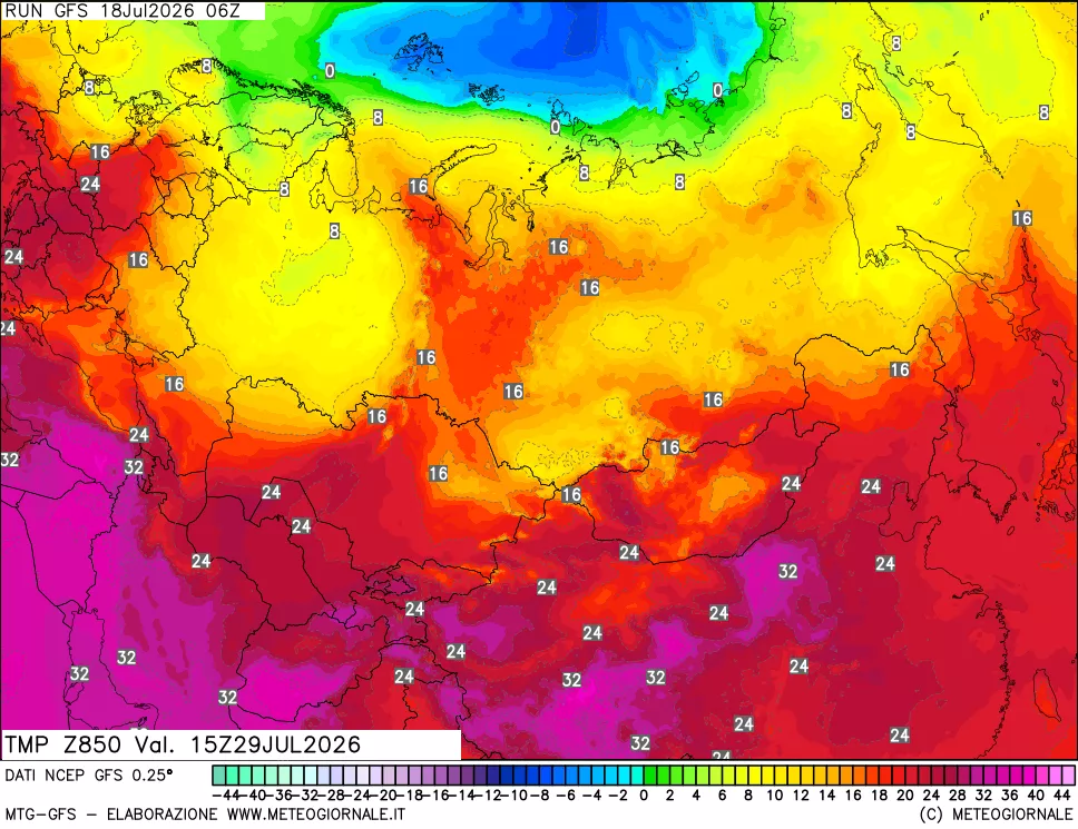 mappa 850 hPa Temp