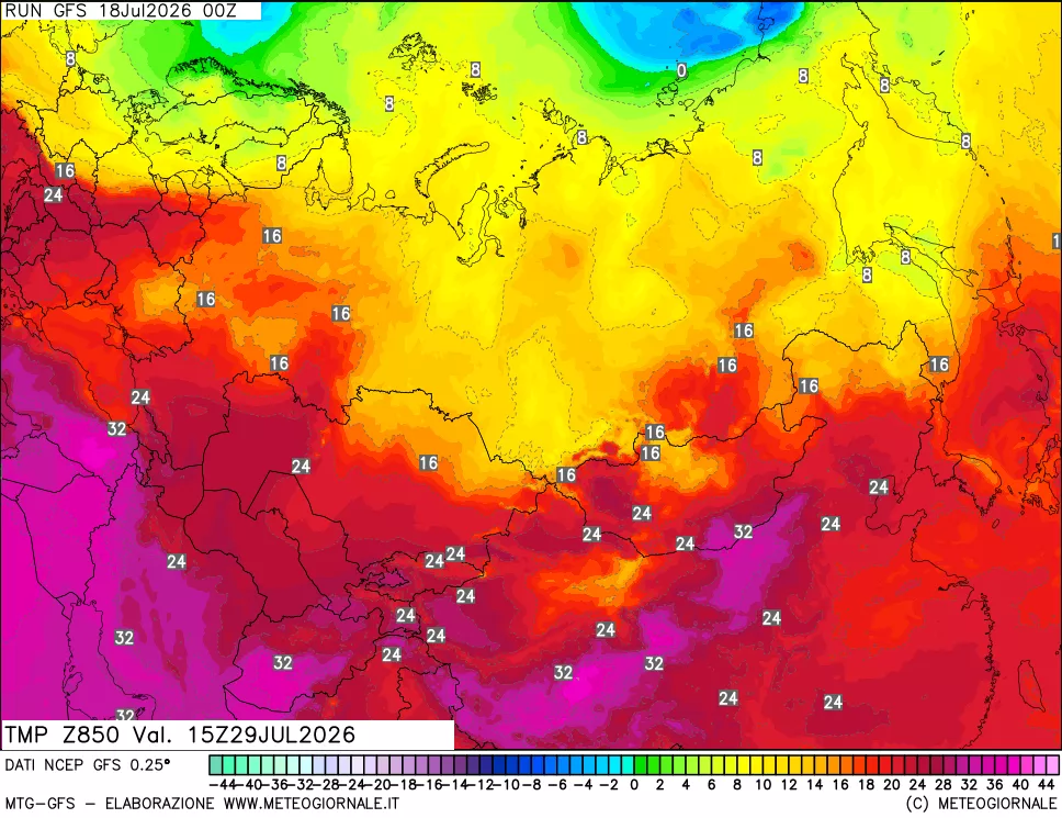 mappa 850 hPa Temp