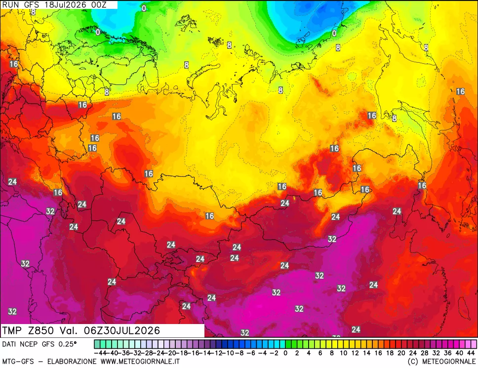 mappa 850 hPa Temp