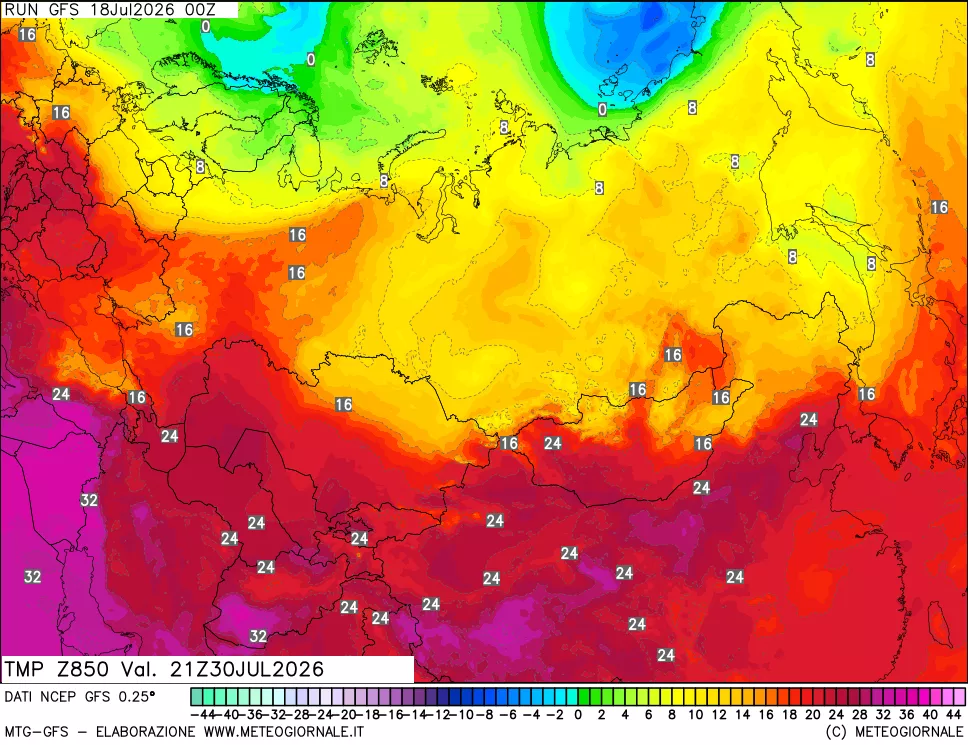 mappa 850 hPa Temp