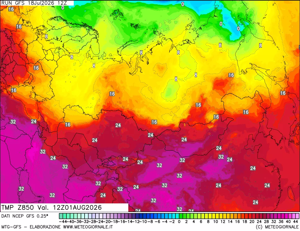 mappa 850 hPa Temp