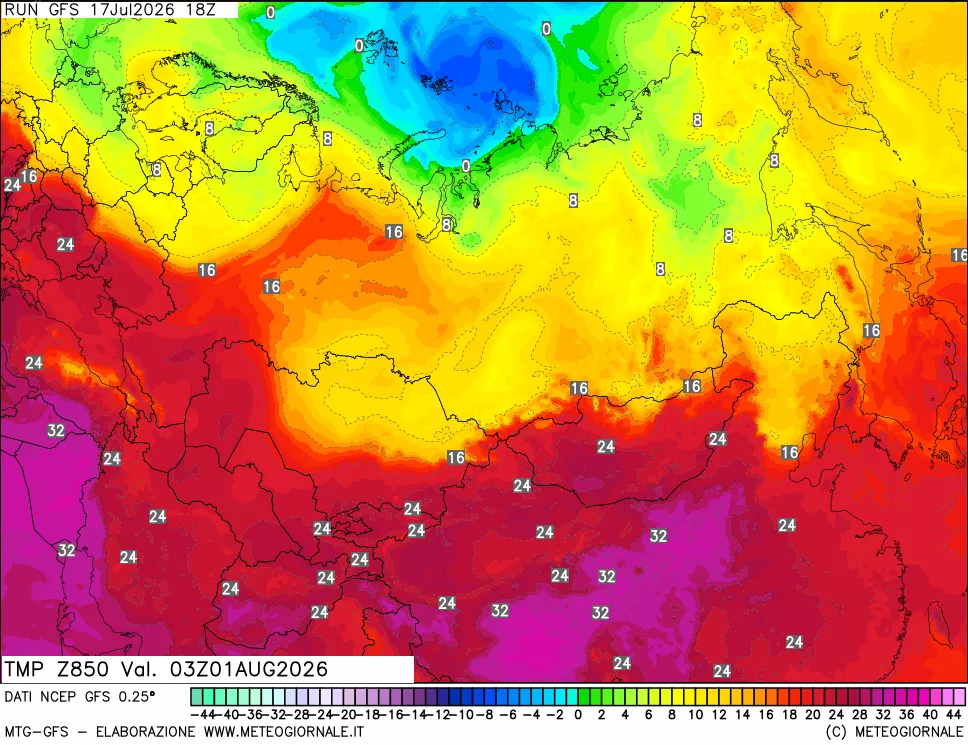 mappa 850 hPa Temp